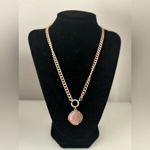 Elegant Gold Necklace adjustable with Rose Pink Pendant
